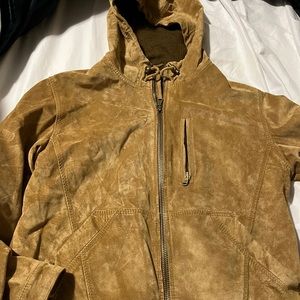The territory ahead leather suede hooded jacket medium